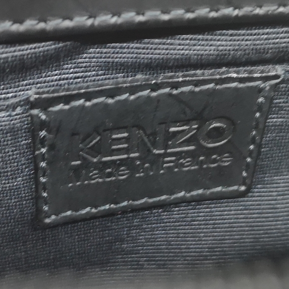 A Vintage Kenzo Clutch Purse with Chevron pattern on one side and black leather - Picture 2 of 4
